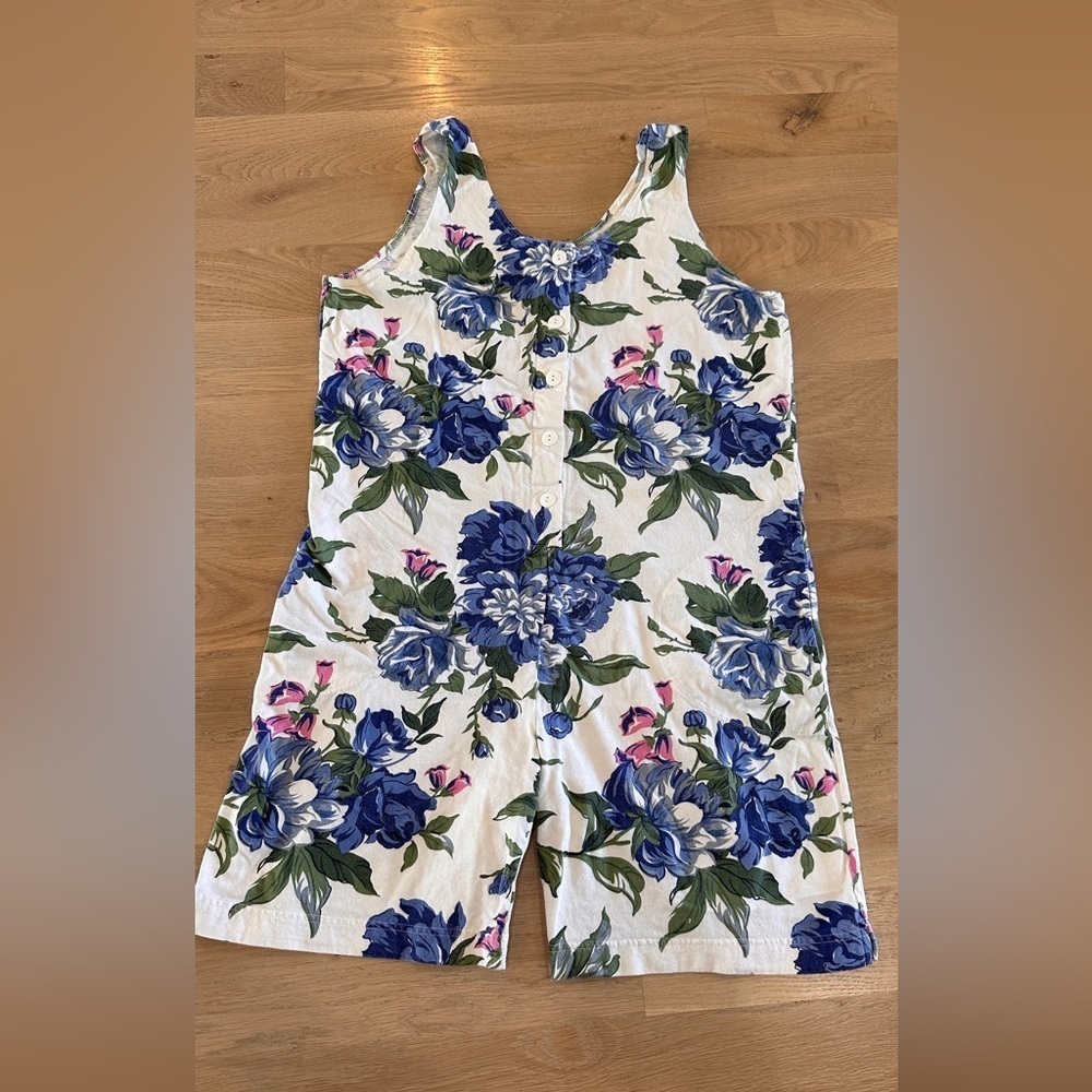 Energize by currants vintage floral sleeveless cotton romper size medium